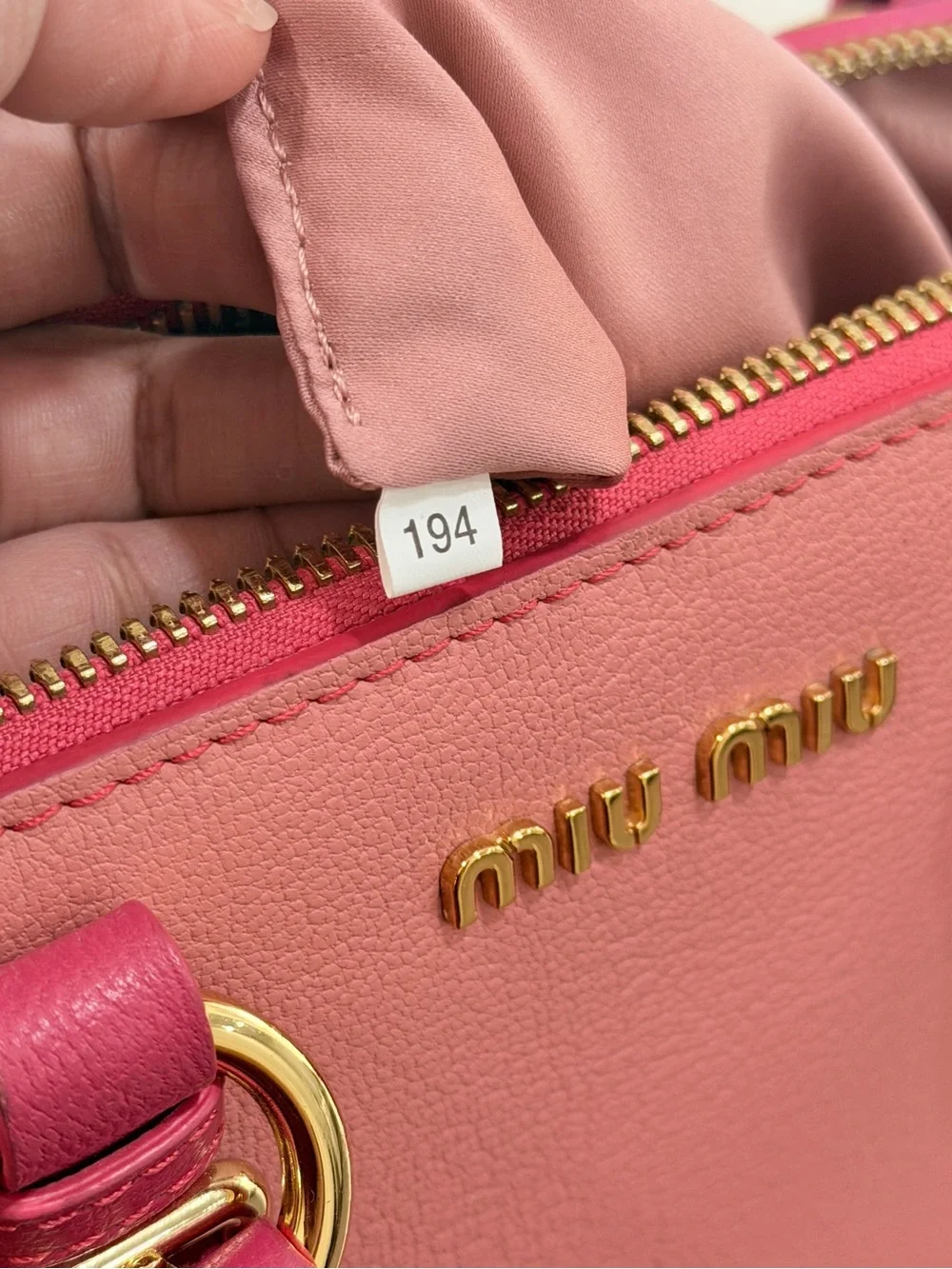 Miu Miu Two-Tone Pink Leather Satchel Crossbody Bag Gold Hardware Made Italy